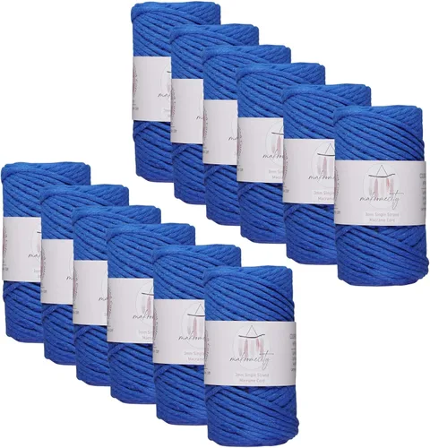 Vista 27 de Makromecity, Cordón de macramé de un solo hilo de 3 mm x 100 yardas (300 pies) de 3 mm de cordón de algodón azul bebé para arte y manualidades
