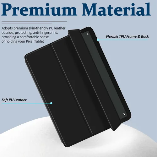 Vista 2 de Miimall Compatible con Google Pixel Tablet Case 2023, cubierta trasera ultrafina y delgada con triple soporte, de piel suave, TPU suave, a prueba