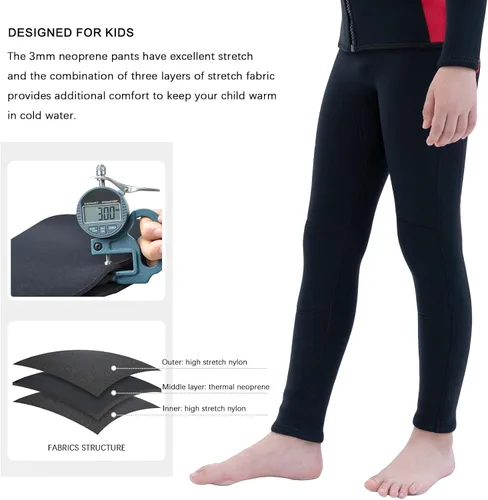 Vista 4 de Wetsuit Pants for Kids Boys Girls and Youth 3mm Neoprene Children Wet Suits Adjustable Bottoms Keep Warm in Cold Water to Swimming Workout Scuba