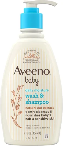 Vista 10 de Gel de ducha y champú Aveeno de bebé, J&J057778, 1, 1 2-in-1 Baby Wash and Hair Shampoo with Oat Extract, For Sensitive Skin and Hair, No Added