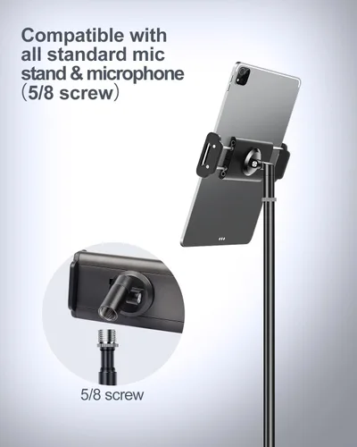 Vista 7 de Soporte de aluminio Elitehood para iPad para soporte de micrófono, soporte lateral para iPad para música con soporte para micrófono, soporte