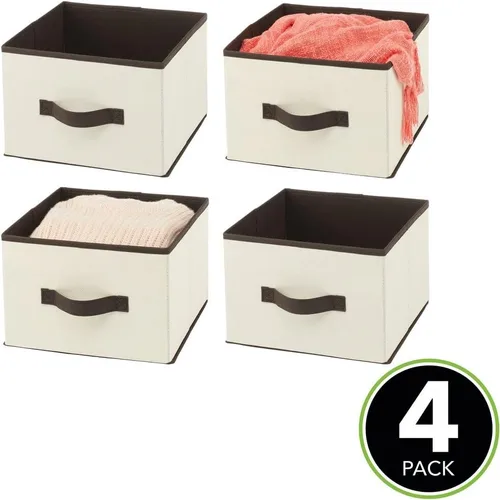 Vista 2 de mDesign Contenedor de tela para organizador de cubos, cubo de almacenamiento plegable de tela, organizador de almacenamiento plegable para armario