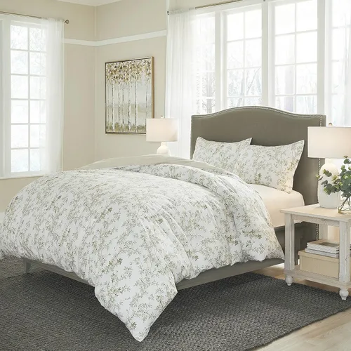 Vista 2 de Laura Ashley Casa - Juego de funda de edredón tamaño individual, ropa de cama reversible de algodón con funda a juego, ropa de cama de peso medio