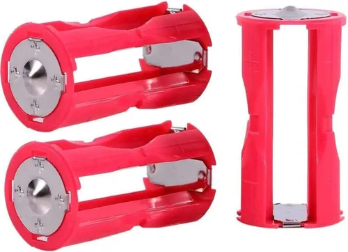 Vista 5 de 4 soportes adaptadores de batería cilíndricos AAA para convertir a baterías C, paquete de 3, color negro