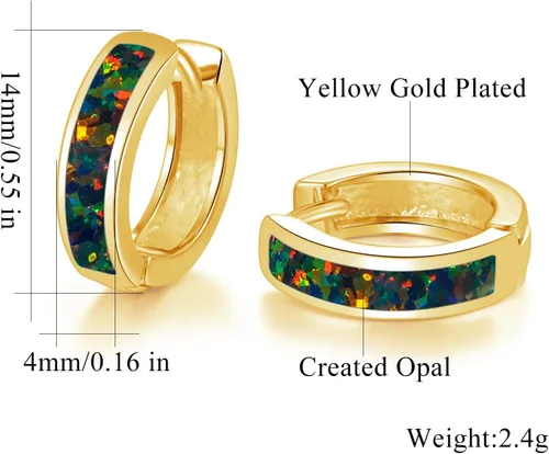 Vista 241 de CiNily Aretes Huggie de ópalo con bisagras, chapados en oro, hipoalergénicos, pequeños aretes de aro para mujeres, adolescentes, niñas, hombres