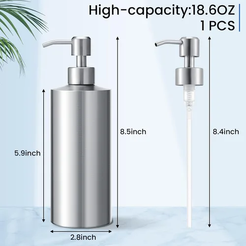 Vista 2 de Dispensador de jabón grande de acero inoxidable de 18.6 oz / 550 ml