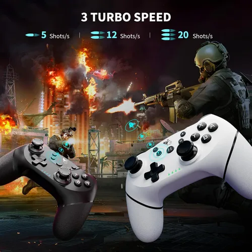 Vista 4 de AceGamer Wireless Pro Controller for Nintendo Switch/Lite/OLED/Switch 2/PC, 2 pack, Dual Vibration/Turbo/Ergonomic ! (Black&White)