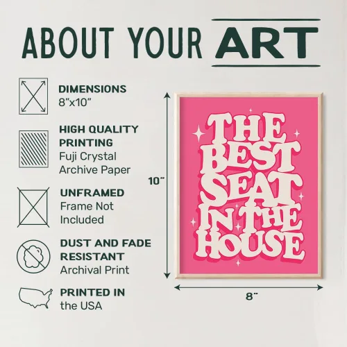 Vista 3 de Decoración de baño rosa – Arte de pared para baño, fotos de baño, decoración de pared de baño, letrero retro divertido para baño – pequeño letrero
