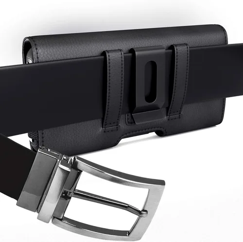 Vista 7 de Bomea Funda para iPhone 8 Case, iPhone 6 6S iPhone 7 Hecha de cuero sintético de alta calidad. Con soporte para cinturón. Delgada y rígida. Con Negro