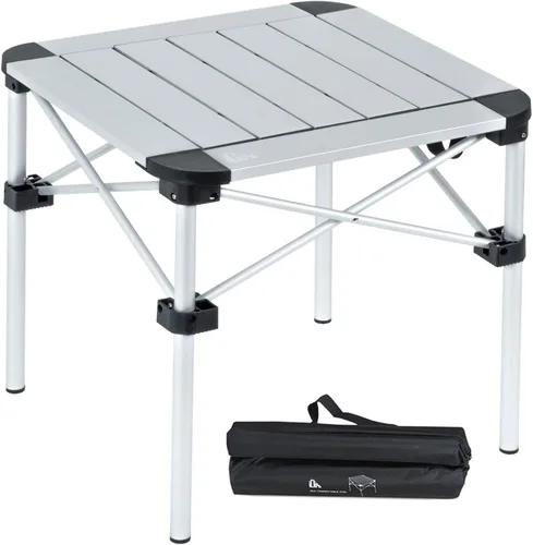 Vista 17 de iClimb Alu ligero y estable. Mesa cuadrada plegable enrollable con bolsa de transporte para camping, picnic, patio trasero, barbacoa, campamento