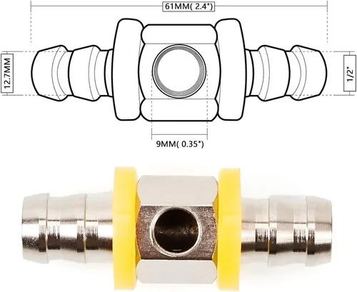 Vista 6 de BARTOO 1/2 "línea de combustible presión de combustible con púas bloqueo T adaptador incluye abrazaderas