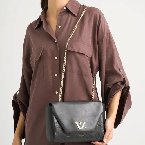 Vista 2 de VELEZ Bolsos de cuero de grano completo para mujer, bolso bandolera de diseñador 01 Negro