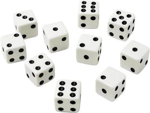 Vista 7 de 10 dados de juego de 0.630 in (negro con puntas rojas)