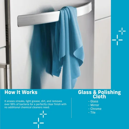 Vista 2 de E-Cloth - Paños para vidrio y pulido, limpiador de vidrio de microfibra premium, ideal para ventanas, vidrio y espejos, lavable y reutilizable