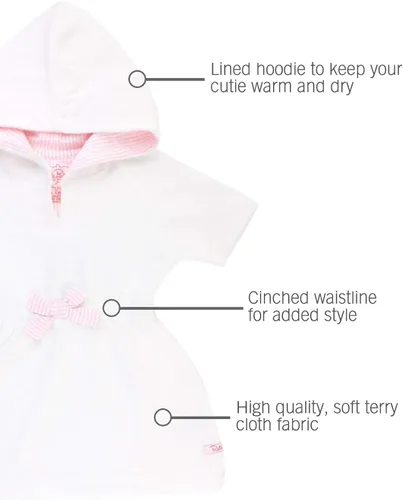 Vista 4 de RuffleButts Vestido de playa con capucha de tela de rizo para bebés y niñas pequeñas