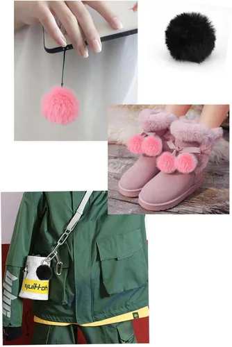 Vista 6 de MIUPOO Bolas de pompones para manualidades, accesorio de disfraz de pompones negros, bolas de pompones para artes y decoración de manualidades