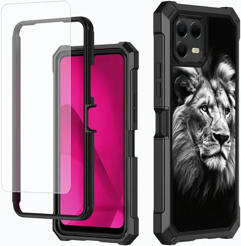 Vista 84 de Funda para T-Mobile Revvl 7 de 6.6 pulgadas con protector de pantalla, policarbonato duro de doble capa resistente y TPU suave a prueba de golpes