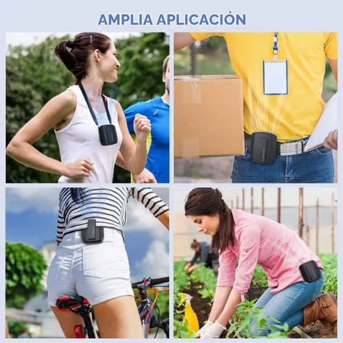 Vista 7 de LEMOISTAR Mini ventilador de cinturón portátil con clip de cintura, 5000 mAh, funciona con pilas, ventilador de collar portátil manos libres, máximo