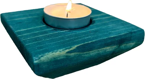 Vista 8 de Portavelas de madera para velas de té, 3.5 pulgadas, decoración del hogar de mesa (vela no incluida) (1, azul, barco)