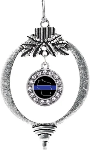 Vista 99 de Inspired Silver - Adorno con dije de cara de carlino - Adornos navideños de círculo de plata con joyas de circonita cúbica