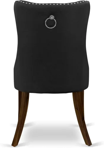 Vista 8 de East West Furniture DAP8F12 Dallas Parson - Juego de 2 sillas de cocina tapizadas de piel sintética con botones copetudos, color gris oscuro