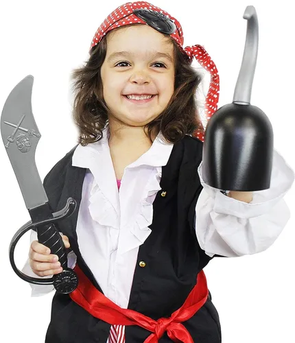Vista 3 de Blue Panda Disfraz de pirata para niños 13 piezas