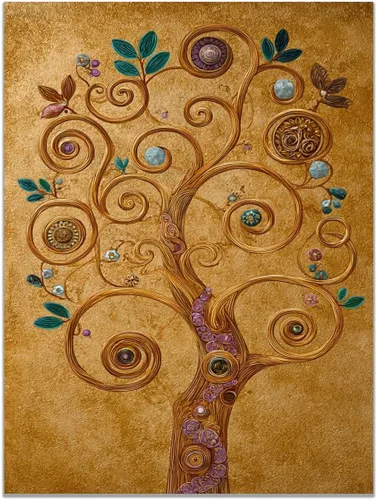 Vista 23 de VOCBAN Tree of Life Wall Art The Picture Artwork Canvas Prints Tree Pictures Poster Retro Artwork for Bedroom Living Room Home Decoration(blue blue