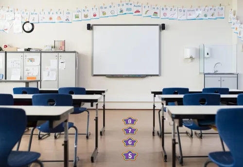 Vista 3 de WaaHome Lugares de alineación para el suelo del aula, calcomanías de números de piso del 1 al 30 para forro de aula, calcomanías de vinilo Estilo 0