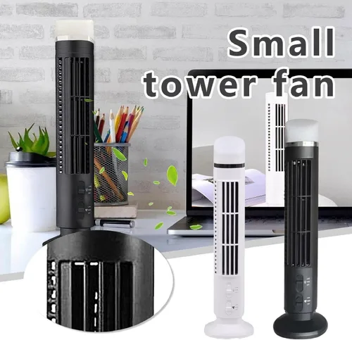 Vista 7 de Aramox Ventilador de torre oscilante, ventilador de torre sin aspas, ventilador de escritorio USB oscilante con luz para el hogar, dormitorio, Negro