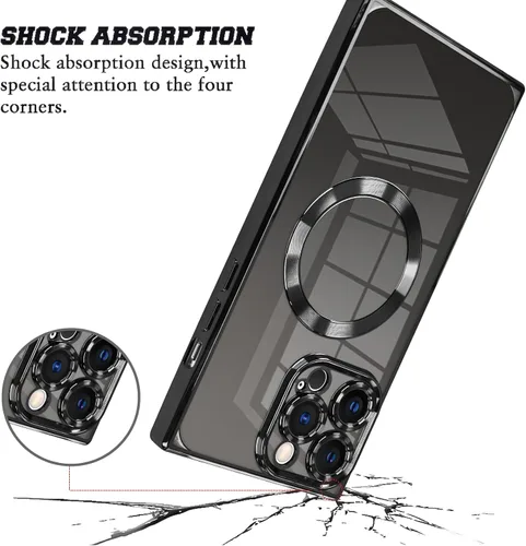 Vista 2 de KANGHAR Funda diseñada para iPhone 12 Pro Magnética Transparente con Protector de Lente de Cámara [Compatible con MagSafe] Diseño de Placado