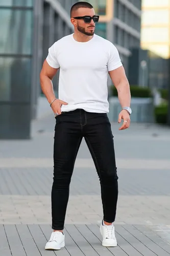 Vista 7 de Jeans Gingtto ajustados, desgastados, para hombre