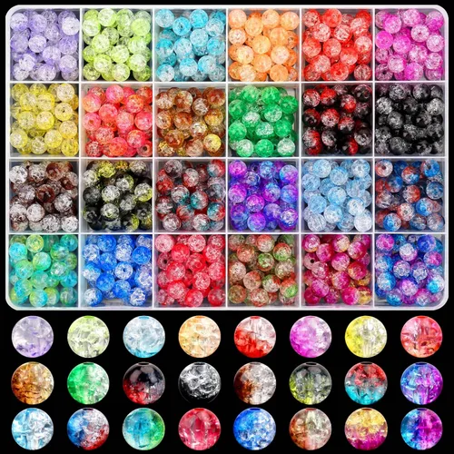 Vista 18 de 1440 piezas de cuentas redondas de acrílico mate de 6 mm de color caramelo, 24 colores surtidos de cuentas de chicle de plástico con agujero Juego