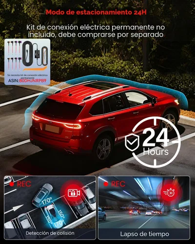 Vista 6 de Cámara de tablero N5 PRO 4K de 4 canales, vista panorámica de 360°, trasera e interior de 1080P, WiFi 5G 6 - hasta 10MB/s, GPS integrado, visión
