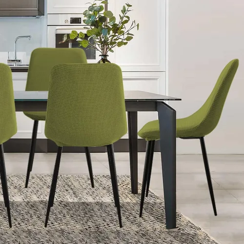 Vista 2 de Juego de 4/6/2 fundas elásticas de terciopelo para sillas de comedor, fundas de silla de comedor, estilo moderno, universal, sin brazos, protector
