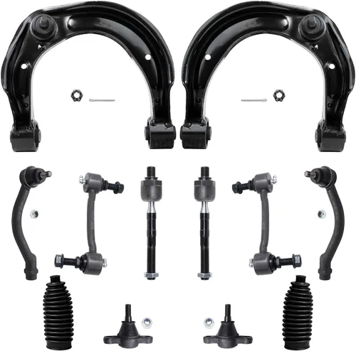 Vista 131 de Detroit Axle – 12 brazos de control superiores e inferiores delanteros con rótulas, barras de unión exteriores e interiores con topes, barras