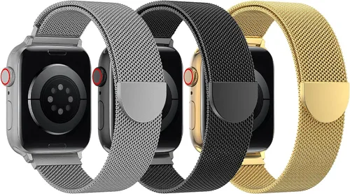 Vista 9 de BELONGME Paquete de 3 correas de malla en bucle compatibles con Apple Watch para mujeres y hombres 40mm 41mm 38mm 42mm 44mm 45mm 49mm 46mm Series 11
