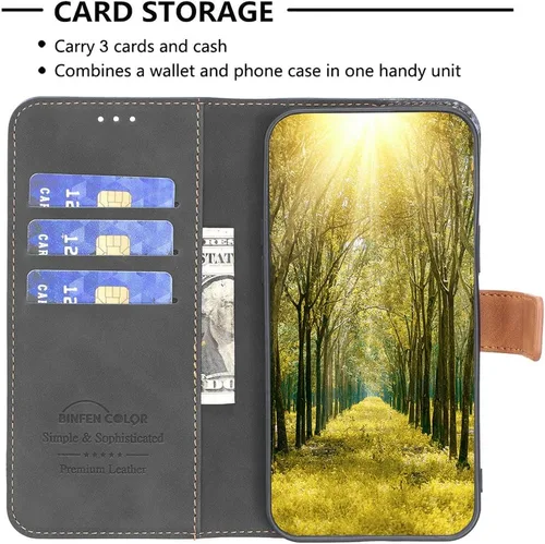 Vista 3 de jioeuinly Case Compatible with Celular Kalley Element 5+Plus Phone Case Flip Stand Cover PU Leather BF11 Wallet Case Black
