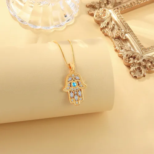 Vista 83 de Aniu Joyería de plata de ley 925 Hamsa de Fátima para mujer con circonita cúbica, viene con caja de regalo negra