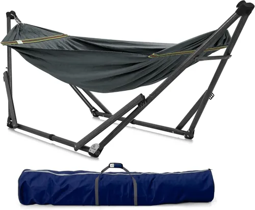Vista 13 de Soporte de hamaca Tranquillo Uniki con garantía de 3 años, hamaca plegable instantánea de 30s con soporte, hamaca de camping con capacidad de 550 1.