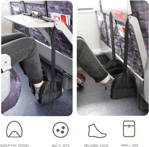 Vista 6 de Reposapiés de avión (espuma de memoria) hamaca portátil de viaje para vuelo, autobús, tren, oficina, hogar, perfecto para avión u oficina reposapiés