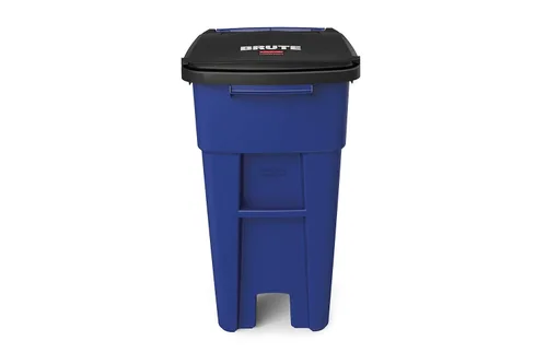 Vista 2 de Rubbermaid Commercial Products - Papelera con ruedas para reciclaje Fg9W2773Blue Brute Rollout