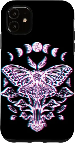 Vista 7 de Funda Glitch para iPhone 15 Glitch Lunar Moth Fases Cristales Setas