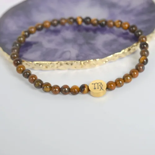 Vista 3 de SIPELATY Pulsera de constelación con signo de estrella de energía de 0.157in con dije chapado en oro de 18 quilates para mujer