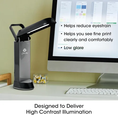 Vista 6 de OttLite Lámpara de Tarea Plegable, Negro – Pantalla Multi-Posición, Diseño Plegable, Mango Portátil, Bajo Calor, Iluminación de Bajo Resplandor, Se