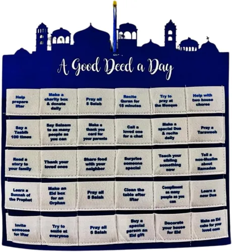 Vista 7 de Calendario de cuenta regresiva de Ramadán para niños, calendario islámico, festivo, decoración del hogar, calendario de Adviento de Ramadán Mubarak