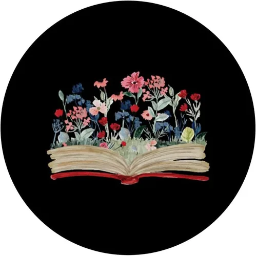 Vista 3 de Regalo de lector ávido de ratones de biblioteca de flores, diseño floral de lectura de libros Nerd PopSockets estándar PopGrip