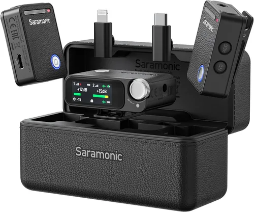 Vista 11 de Saramonic Micrófono de solapa inalámbrico Ultra, grabación de 32 bits en punto flotante, sincronización de código de tiempo, cancelación de ruido