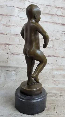 Vista 5 de Angry Indoor - Escultura de bronce joven llorando para niños, interesante estatua de metal para manualidades, escultura brillante fundida