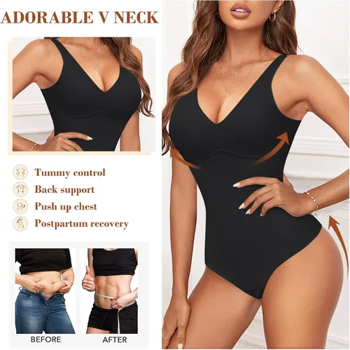 Vista 4 de REYEOGO Body moldeador de cuerpo completo para mujer, con control de abdomen, entrenamiento de cintura, adelgazante, moldeador de cuerpo, tanga