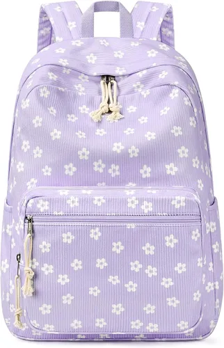 Vista 17 de mibasies Linda mochila escolar y de pana preppy para niñas Arco beige